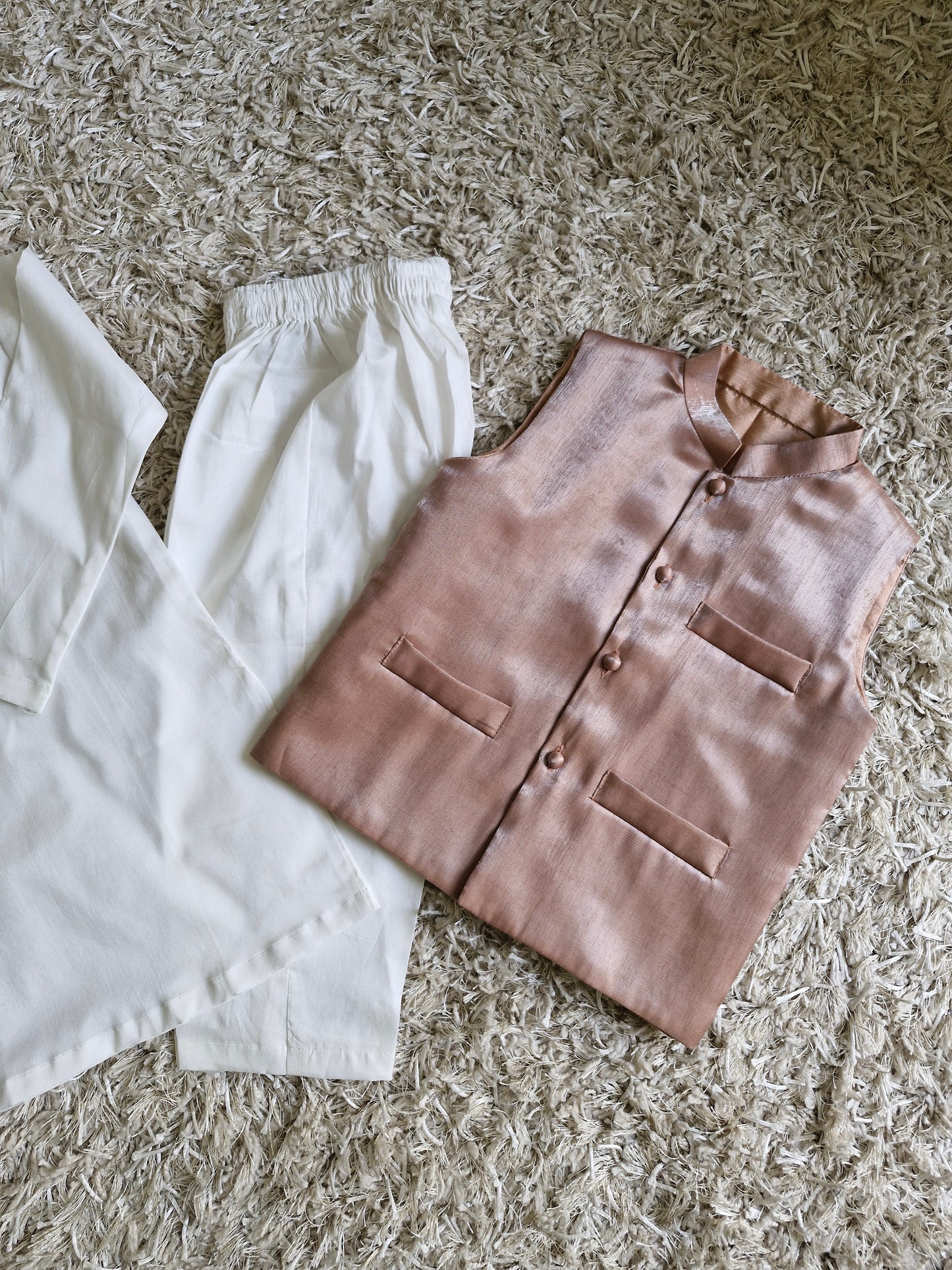 White Kurta Pajama with Sheesha Silk Waistcoat